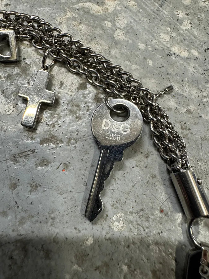 SS2006 Dolce & Gabbana Keys & Crosses Stainless Steel Bracelet (OS) NgcFlCV 4