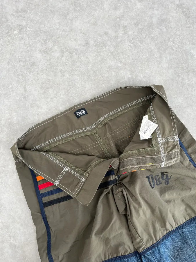 SS2006 Dolce & Gabbana Khaki Hybrid Cargo Denim Shorts EdEadTi 9