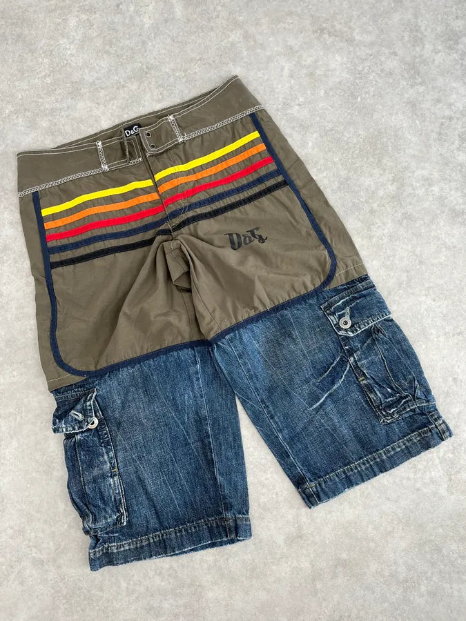 SS2006 Dolce & Gabbana Khaki Hybrid Cargo Denim Shorts EdEadTi 6