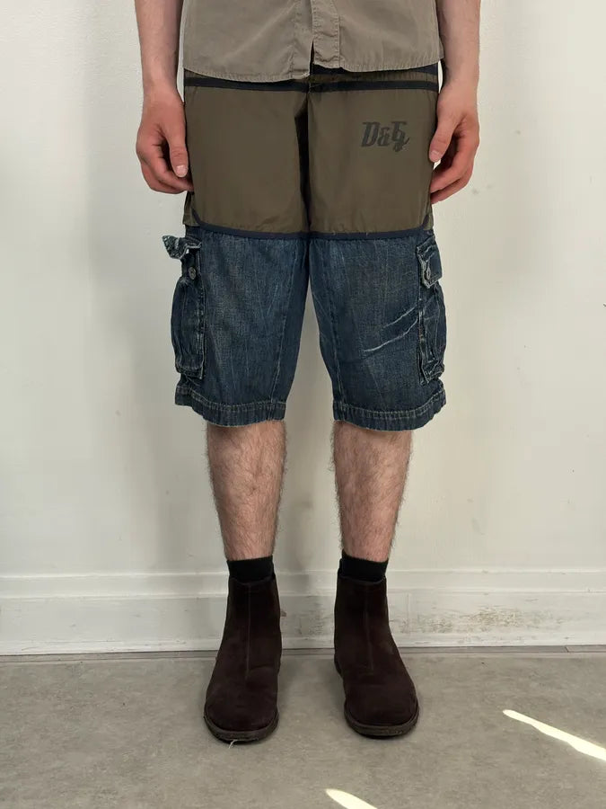 SS2006 Dolce & Gabbana Khaki Hybrid Cargo Denim Shorts EdEadTi 2