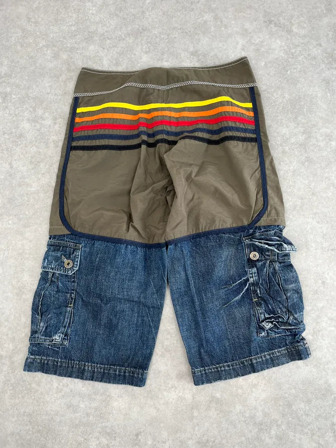 SS2006 Dolce & Gabbana Khaki Hybrid Cargo Denim Shorts EdEadTi 7