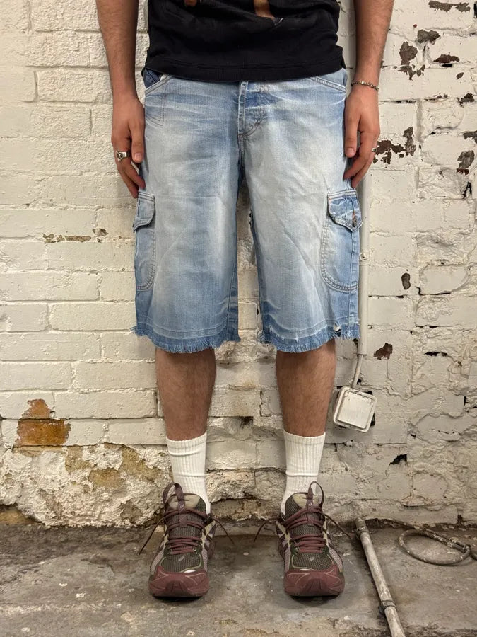 SS2006 Dolce & Gabbana Light Blue Denim Cargo Shorts nWNzjRJ 1