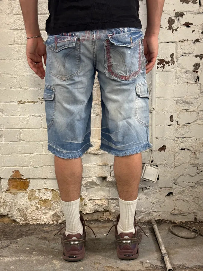 SS2006 Dolce & Gabbana Light Blue Denim Cargo Shorts nWNzjRJ 3