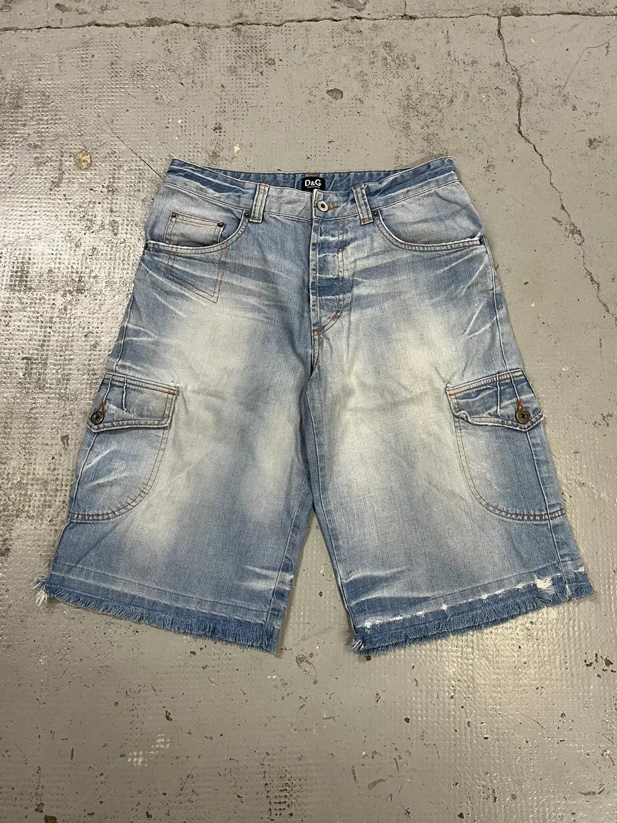 SS2006 Dolce & Gabbana Light Blue Denim Cargo Shorts nWNzjRJ 4
