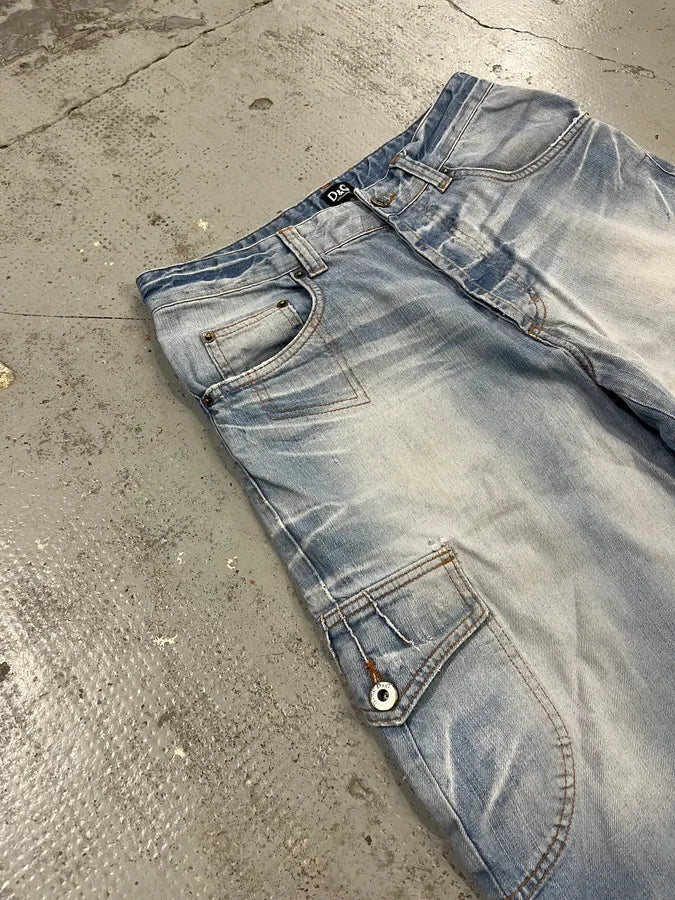 SS2006 Dolce & Gabbana Light Blue Denim Cargo Shorts nWNzjRJ 7