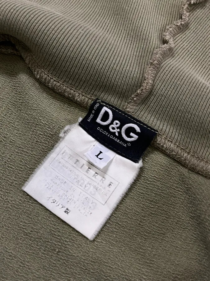 SS2006 Dolce & Gabbana Logo Khaki Zip-Up Hoodie sgeUhhL 10
