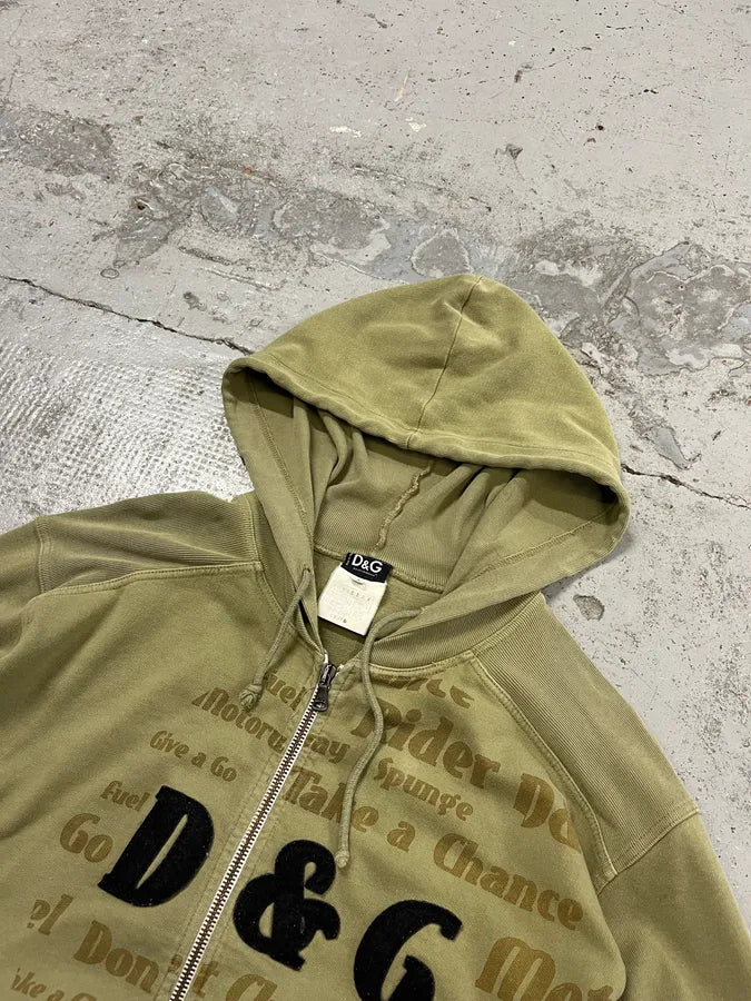 SS2006 Dolce & Gabbana Logo Khaki Zip-Up Hoodie sgeUhhL 4