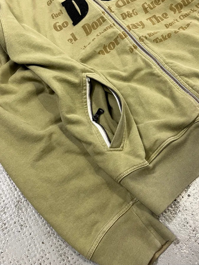 SS2006 Dolce & Gabbana Logo Khaki Zip-Up Hoodie sgeUhhL 6