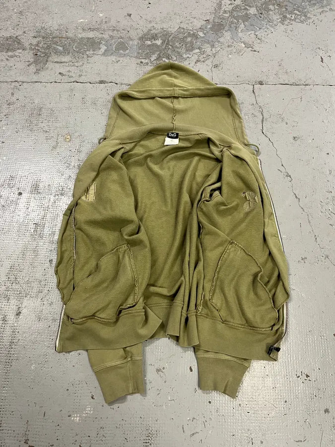 SS2006 Dolce & Gabbana Logo Khaki Zip-Up Hoodie sgeUhhL 8