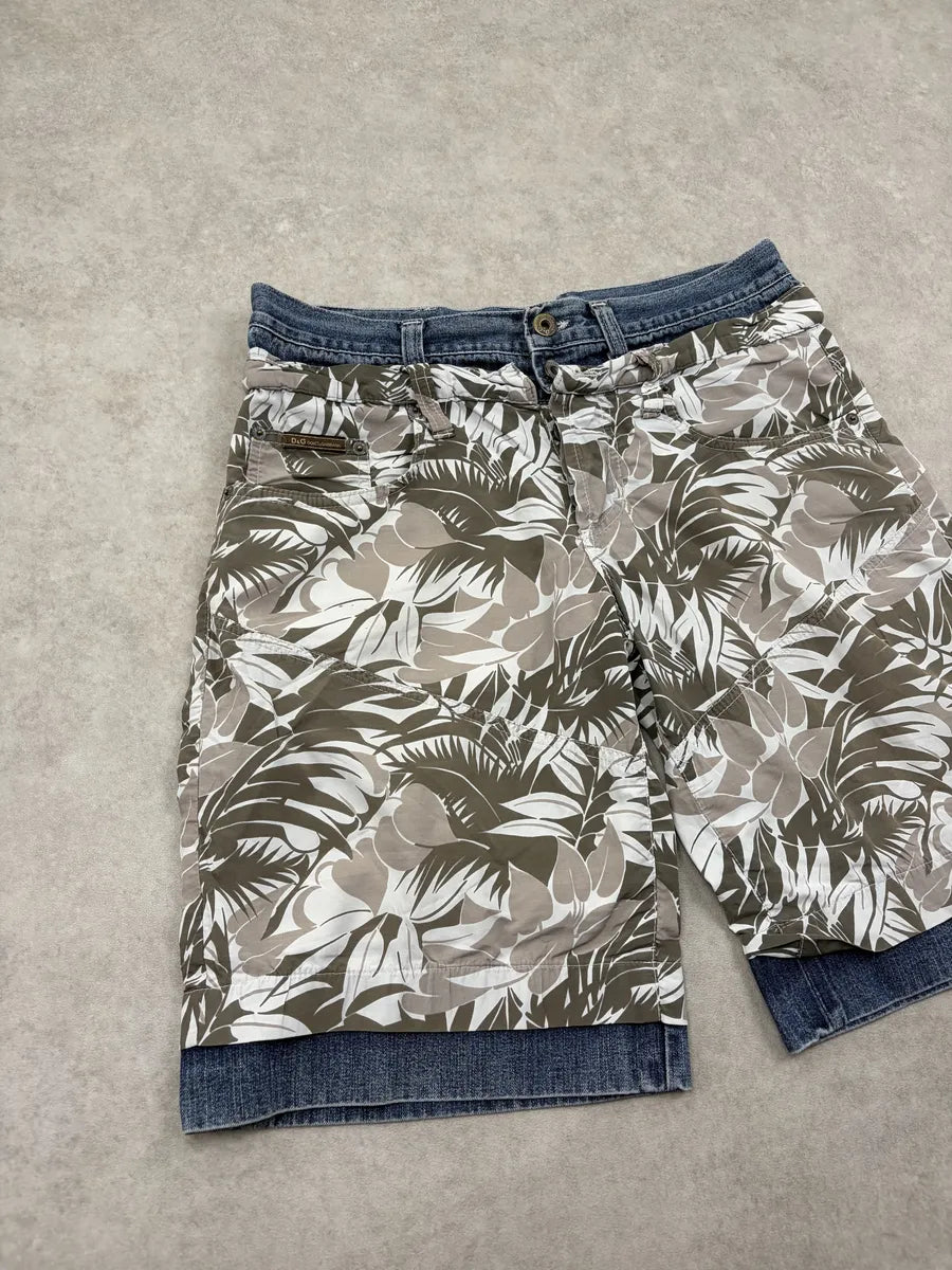 SS2006 Dolce & Gabbana Navy Denim Tropical Shorts nWWlFvX 4