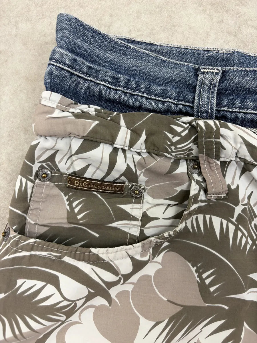 SS2006 Dolce & Gabbana Navy Denim Tropical Shorts nWWlFvX 5