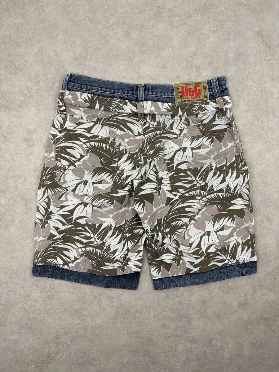 SS2006 Dolce & Gabbana Navy Denim Tropical Shorts nWWlFvX 8