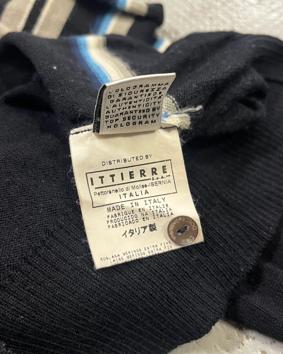 SS2006 Dolce & Gabbana Navy Striped Polo Sweater hXXkeiE 10