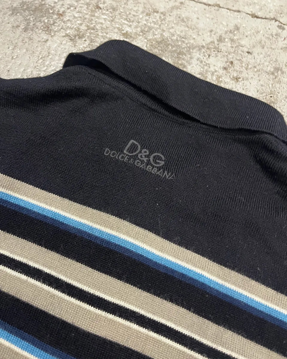 SS2006 Dolce & Gabbana Navy Striped Polo Sweater hXXkeiE 7