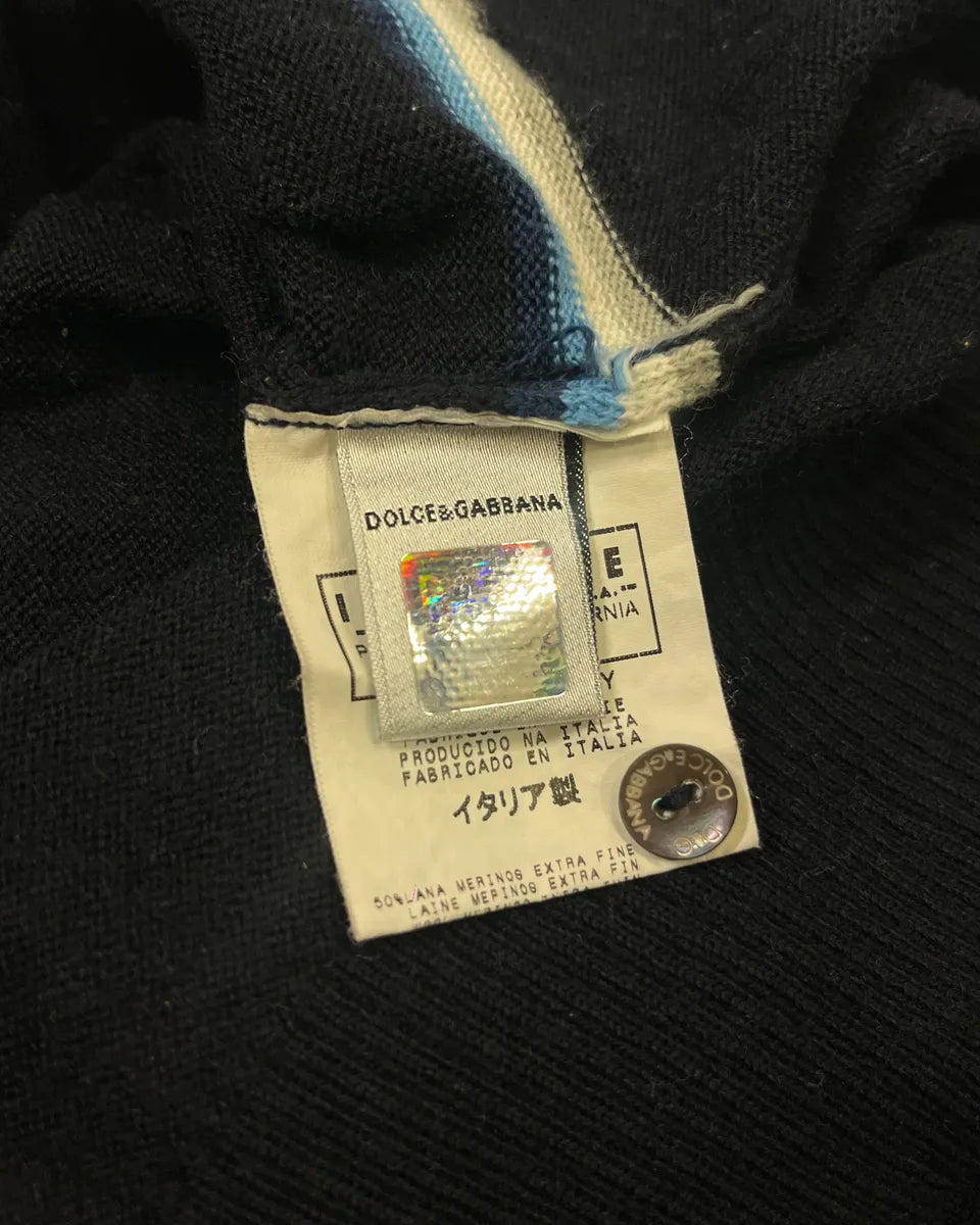 SS2006 Dolce & Gabbana Navy Striped Polo Sweater hXXkeiE 9