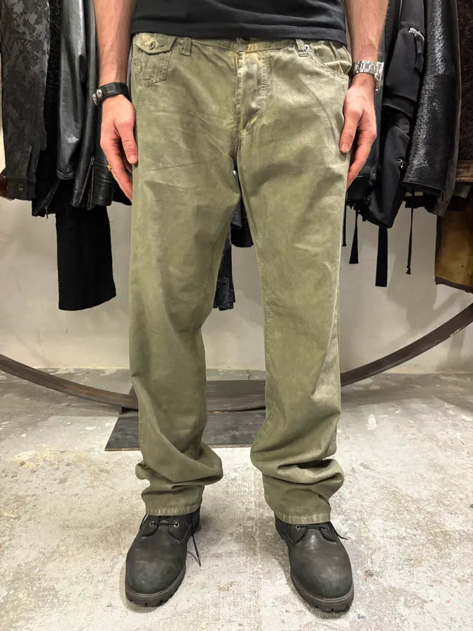 SS2006 Dolce & Gabbana Olive Washed Eroded Pants (L/XL) MgngzuH 1