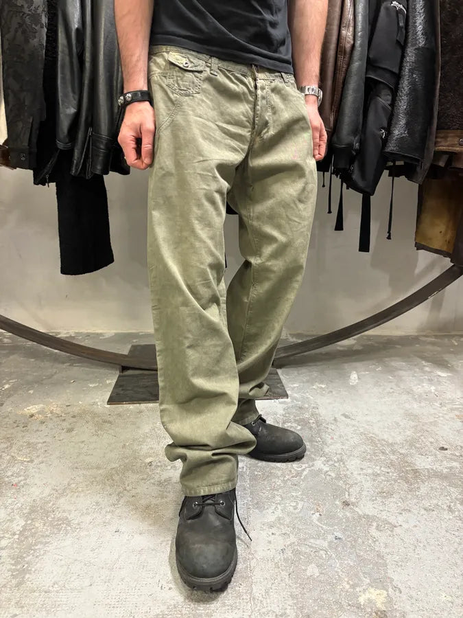 SS2006 Dolce & Gabbana Olive Washed Eroded Pants (L/XL) MgngzuH 2