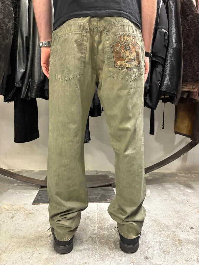 SS2006 Dolce & Gabbana Olive Washed Eroded Pants (L/XL) MgngzuH 3