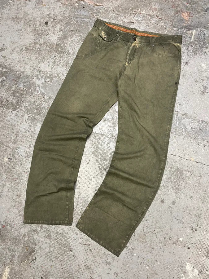 SS2006 Dolce & Gabbana Olive Washed Eroded Pants (L/XL) MgngzuH 4