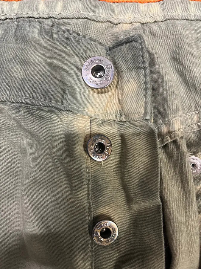 SS2006 Dolce & Gabbana Olive Washed Eroded Pants (L/XL) MgngzuH 8