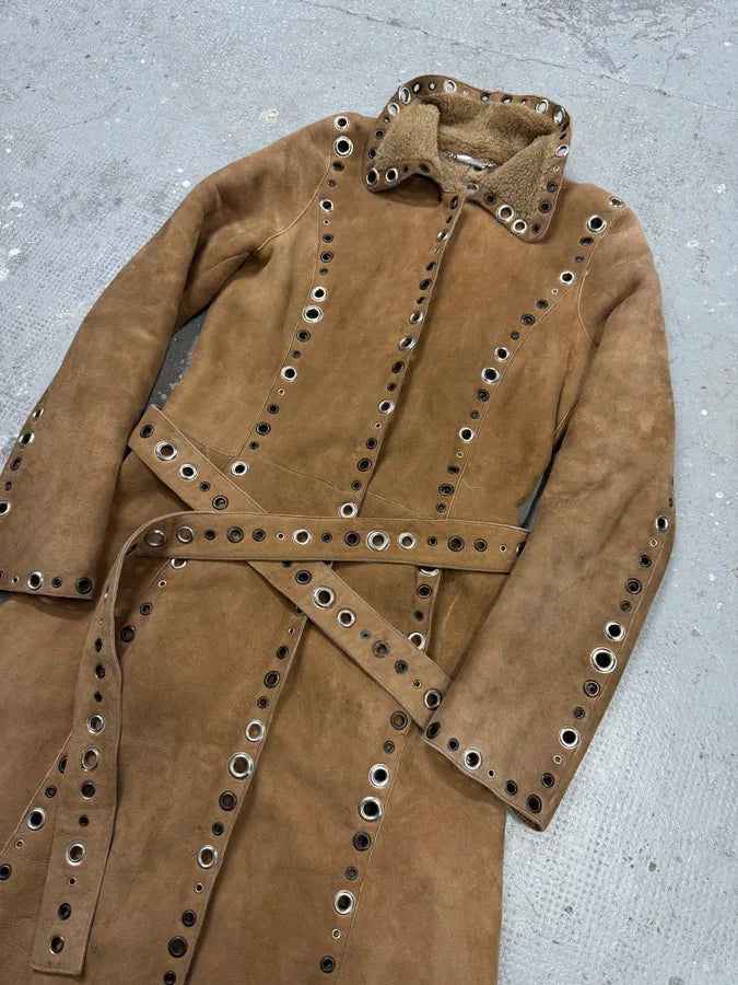 SS2006 Dolce & Gabbana Punk Holes Beige Long Shealing Jacket (XS) 1