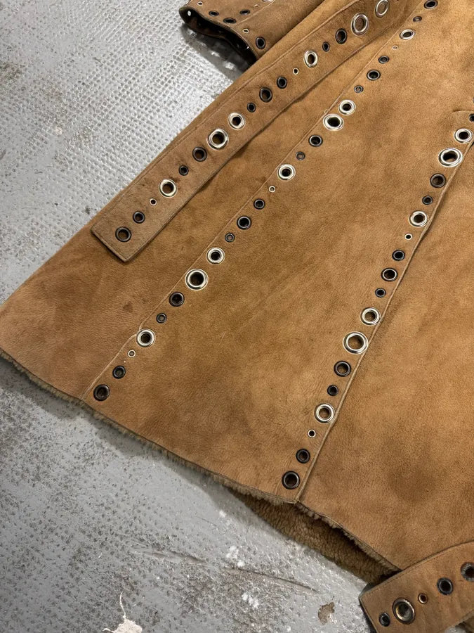 SS2006 Dolce & Gabbana Punk Holes Beige Long Shealing Jacket (XS) 10