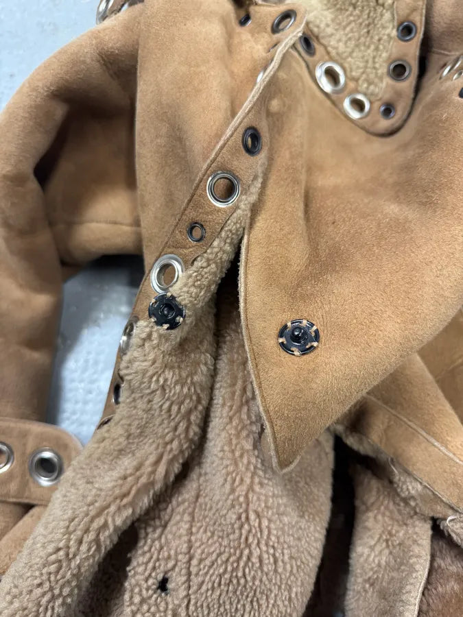 SS2006 Dolce & Gabbana Punk Holes Beige Long Shealing Jacket (XS) 12