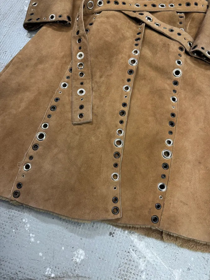 SS2006 Dolce & Gabbana Punk Holes Beige Long Shealing Jacket (XS) 2