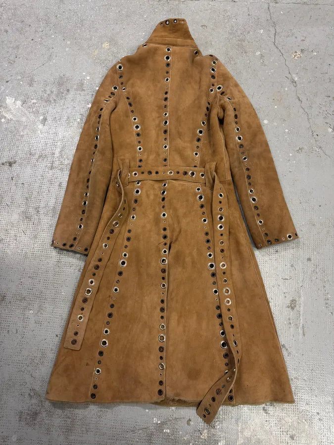 SS2006 Dolce & Gabbana Punk Holes Beige Long Shealing Jacket (XS) 5