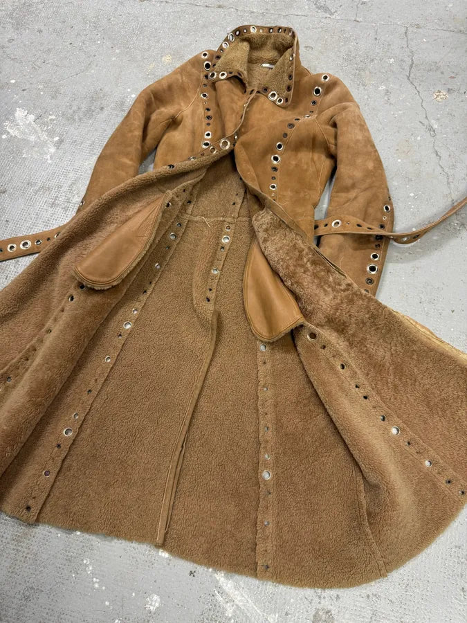 SS2006 Dolce & Gabbana Punk Holes Beige Long Shealing Jacket (XS) 6