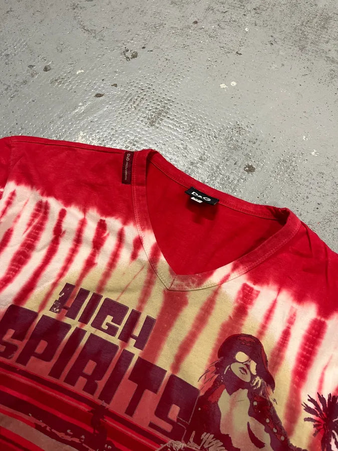 SS2006 Dolce & Gabbana Red Beach Tie-Dye Longsleeve T-Shirt KsFIJye 4