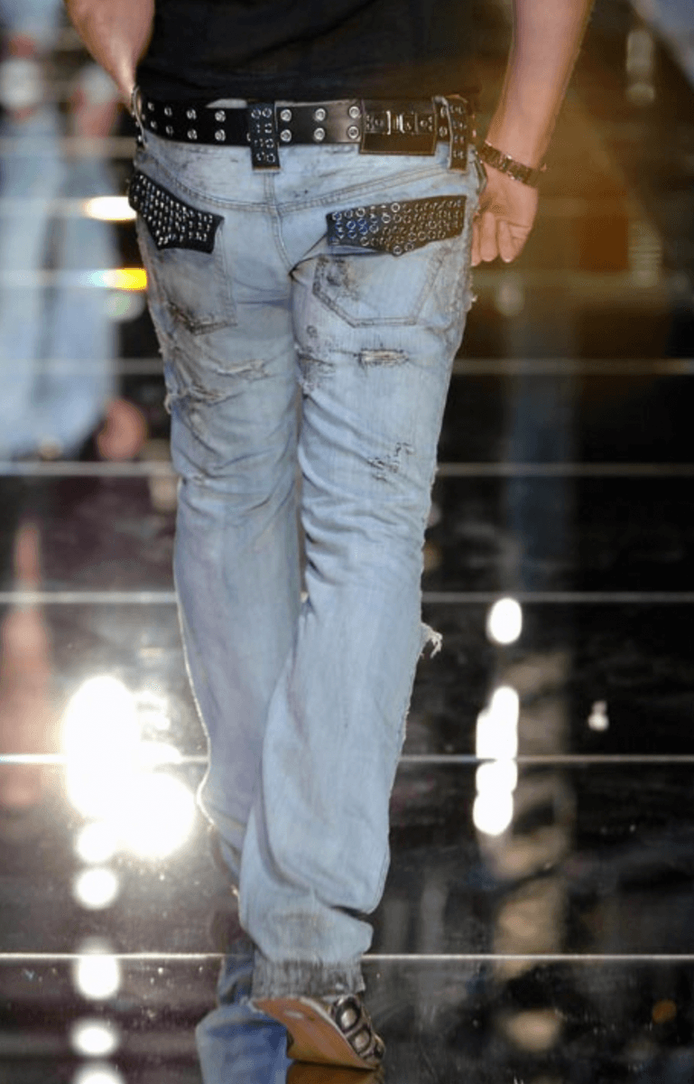 SS2006 Dolce & Gabbana Runway Distressed Rockstar Blue Denim Jeans (M/L) oqhsDIl 1