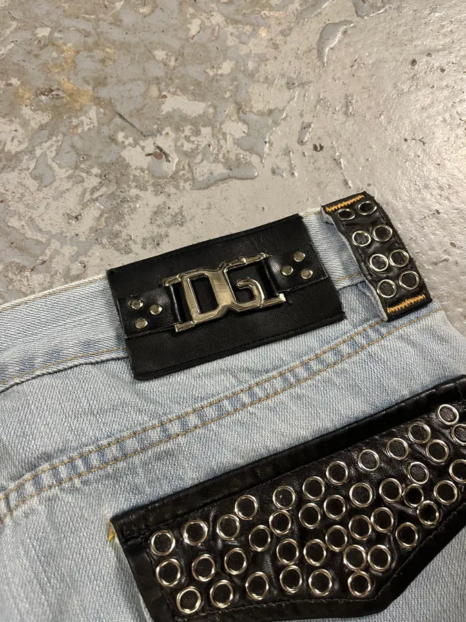 SS2006 Dolce & Gabbana Runway Distressed Rockstar Blue Denim Jeans (M/L) oqhsDIl 12
