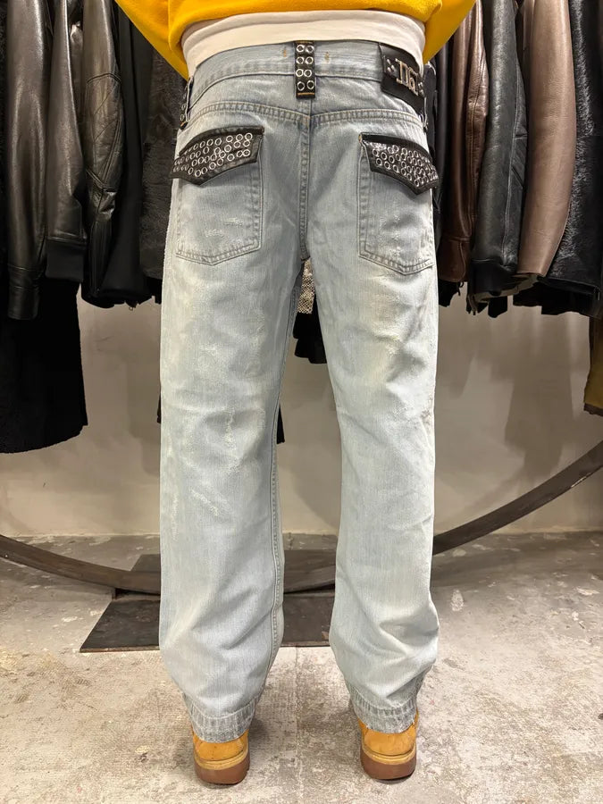 SS2006 Dolce & Gabbana Runway Distressed Rockstar Blue Denim Jeans (M/L) oqhsDIl 4