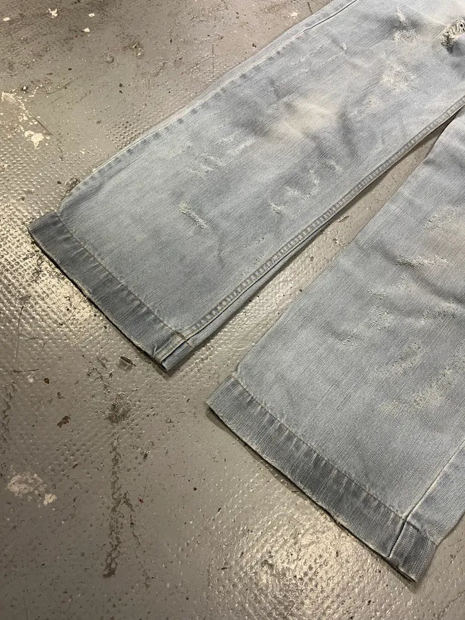 SS2006 Dolce & Gabbana Runway Distressed Rockstar Blue Denim Jeans (M/L) oqhsDIl 9