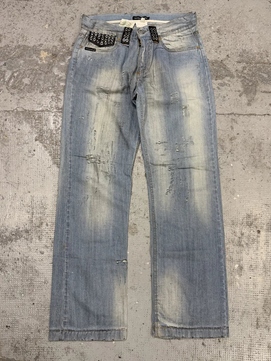 SS2006 Dolce & Gabbana Runway Distressed Rockstar Blue Denim Jeans RtOsrhj 2