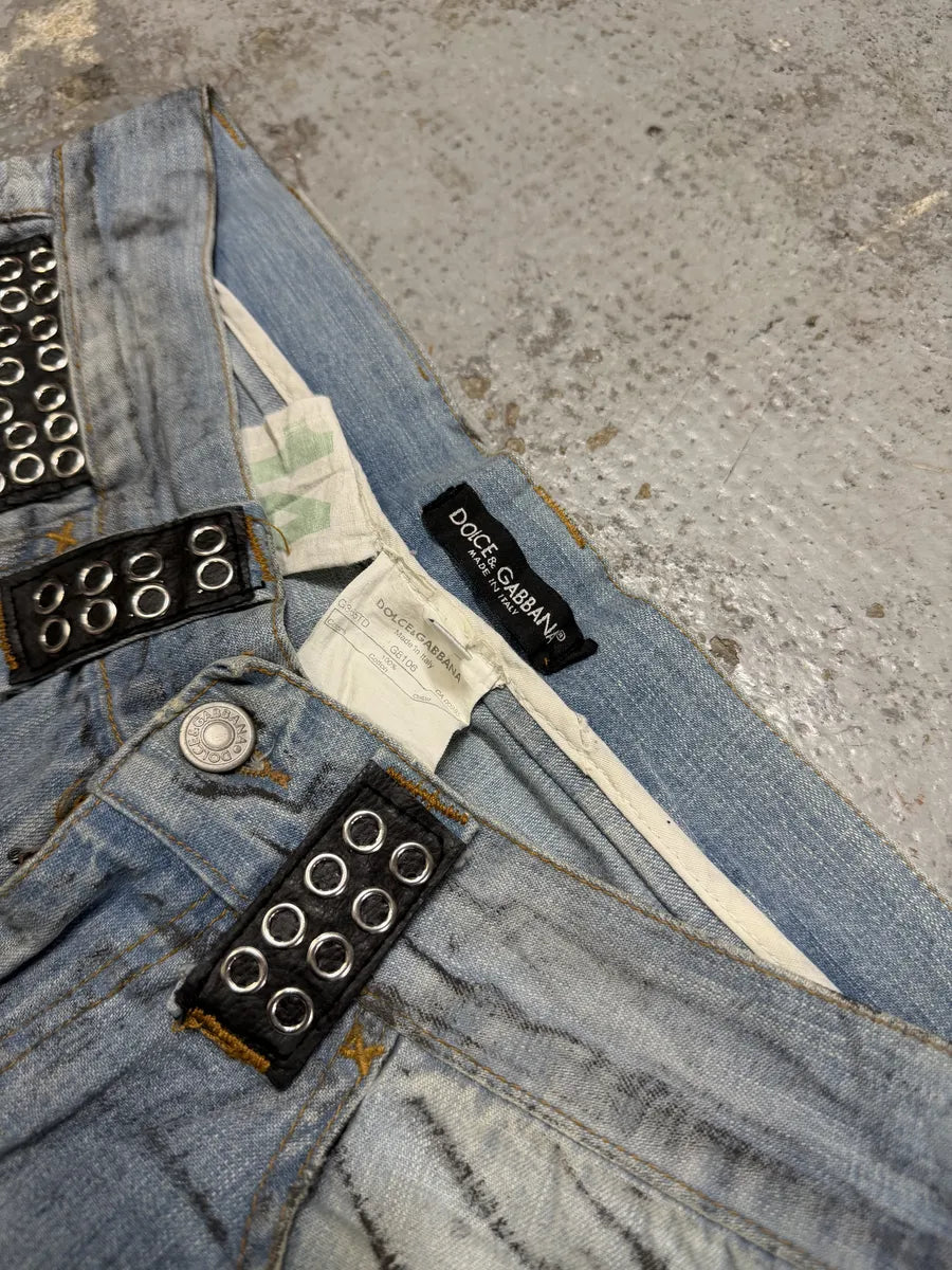 SS2006 Dolce & Gabbana Runway Distressed Rockstar Blue Denim Jeans RtOsrhj 7