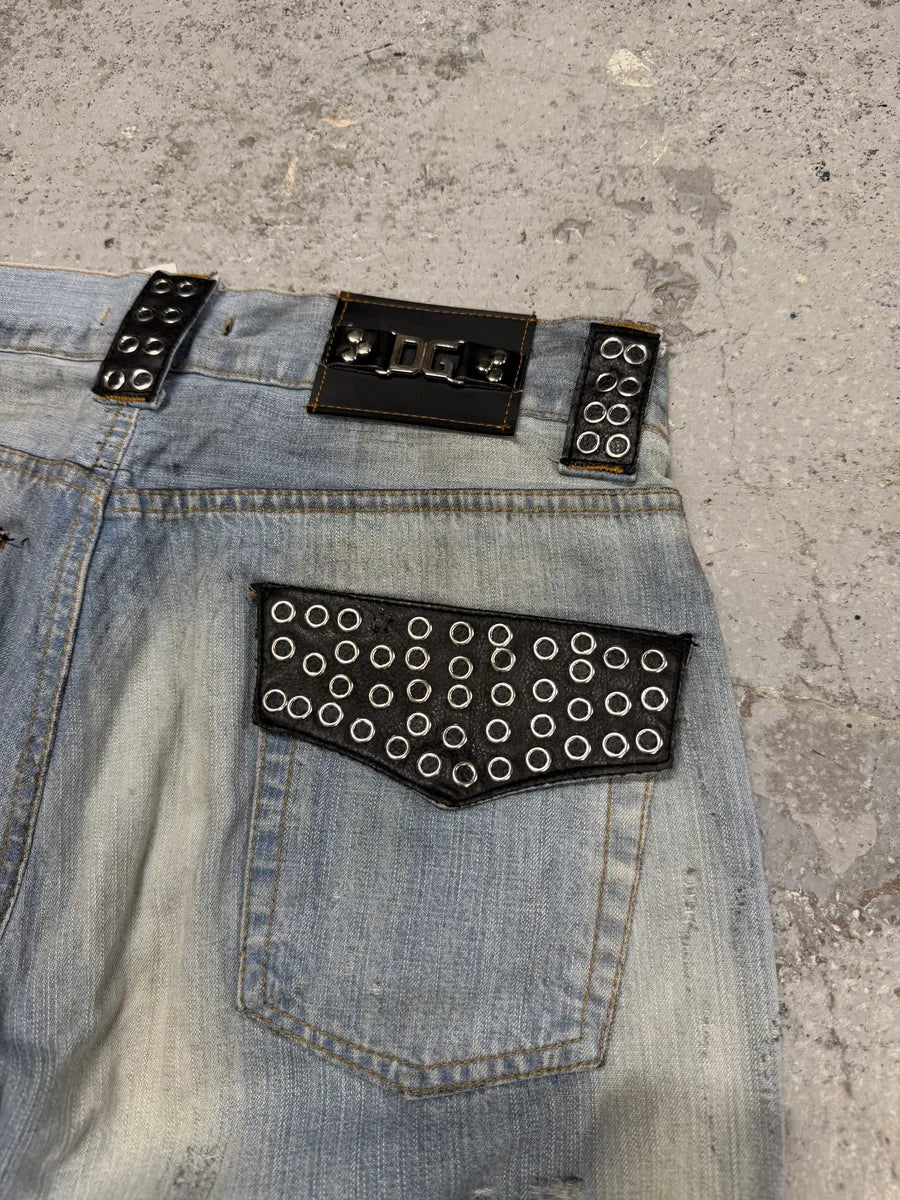 SS2006 Dolce & Gabbana Runway Distressed Rockstar Blue Denim Jeans RtOsrhj 8