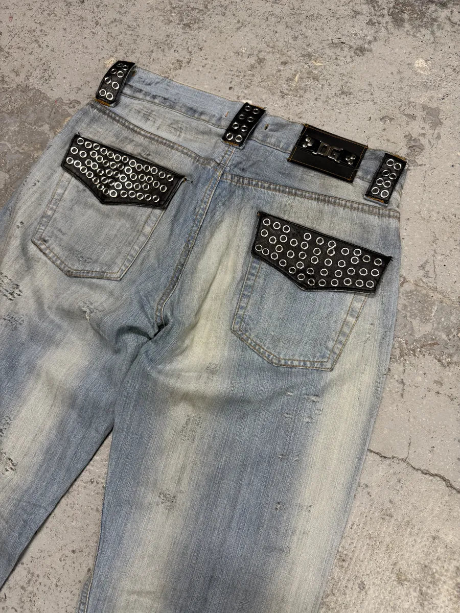SS2006 Dolce & Gabbana Runway Distressed Rockstar Blue Denim Jeans RtOsrhj 9