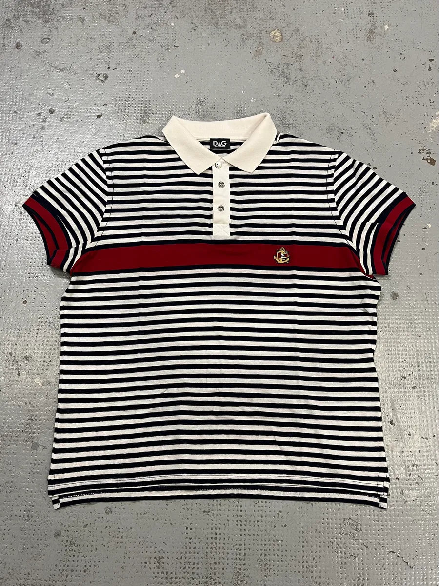 SS2006 Dolce & Gabbana Sailor Navy & White Stripes Polo QNzvVyA 0