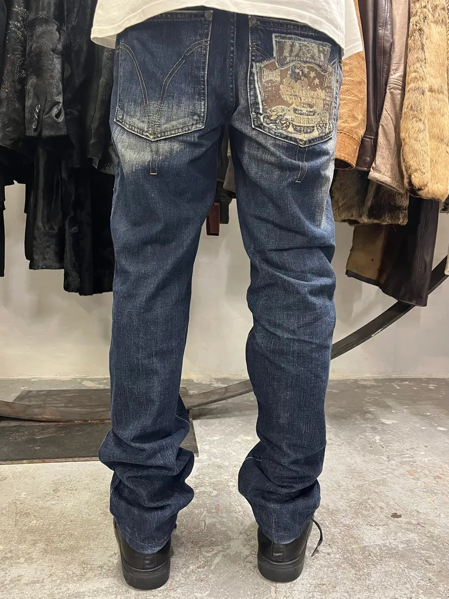 SS2006 Dolce & Gabbana Slash Contemporary Navy Denim Jeans (M) LbzMFta 3