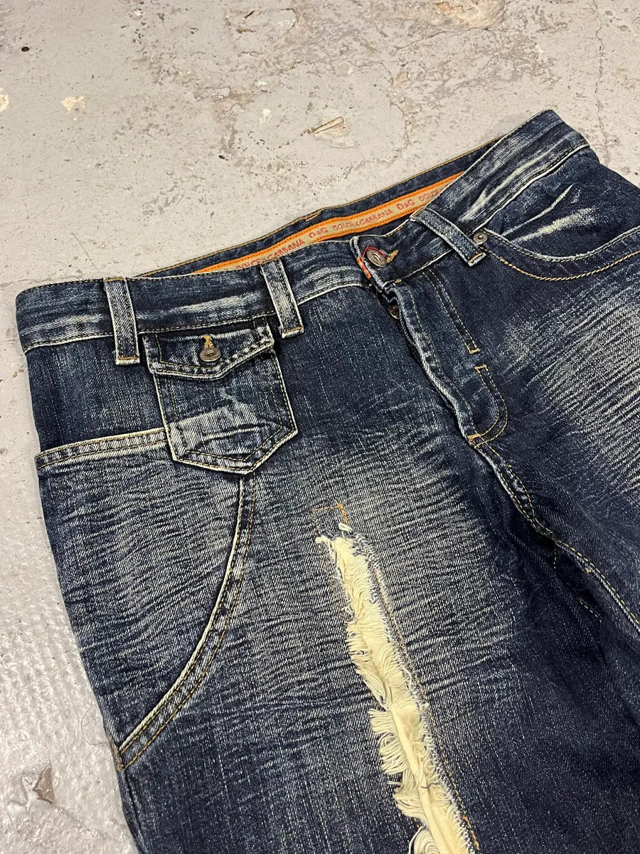 SS2006 Dolce & Gabbana Slash Contemporary Navy Denim Jeans (M) LbzMFta 6