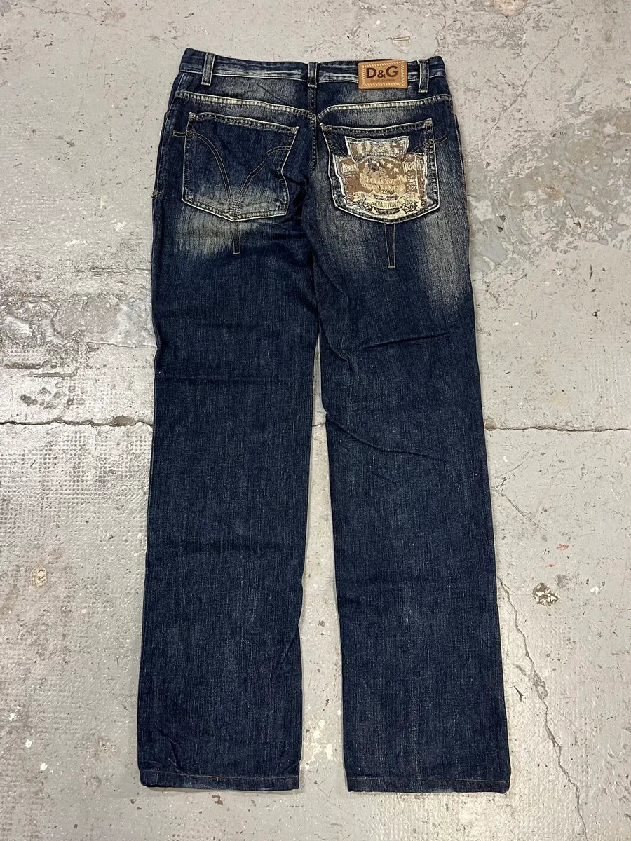 SS2006 Dolce & Gabbana Slash Contemporary Navy Denim Jeans (M) LbzMFta 8
