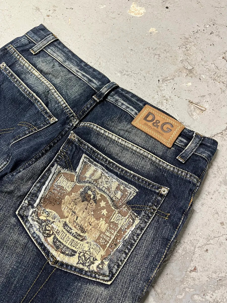 SS2006 Dolce & Gabbana Slash Contemporary Navy Denim Jeans (M) LbzMFta 9