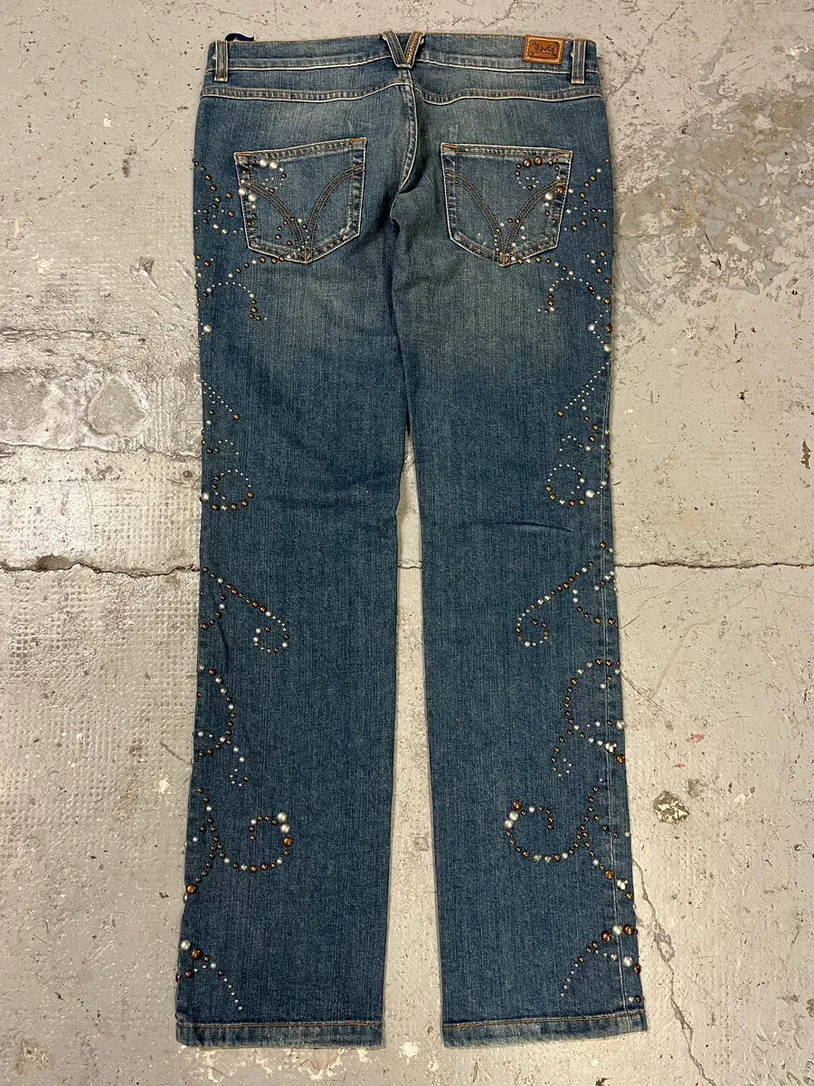 SS2006 Dolce & Gabbana Studded Ornaments Denim Jeans BQOfXpr 1
