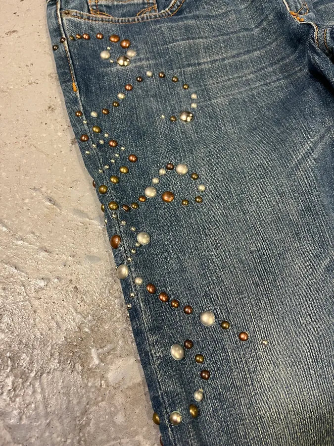 SS2006 Dolce & Gabbana Studded Ornaments Denim Jeans BQOfXpr 3