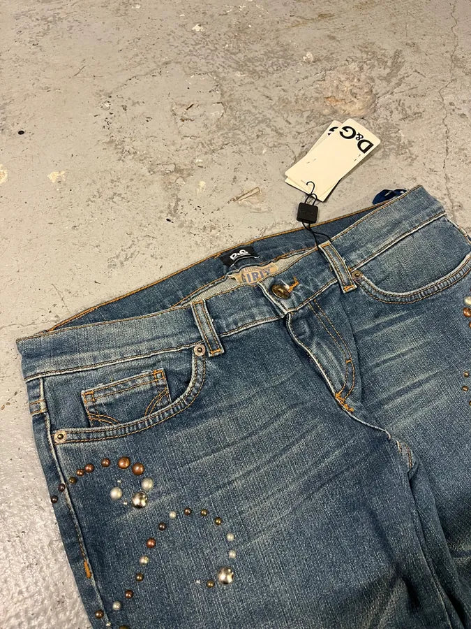 SS2006 Dolce & Gabbana Studded Ornaments Denim Jeans BQOfXpr 4