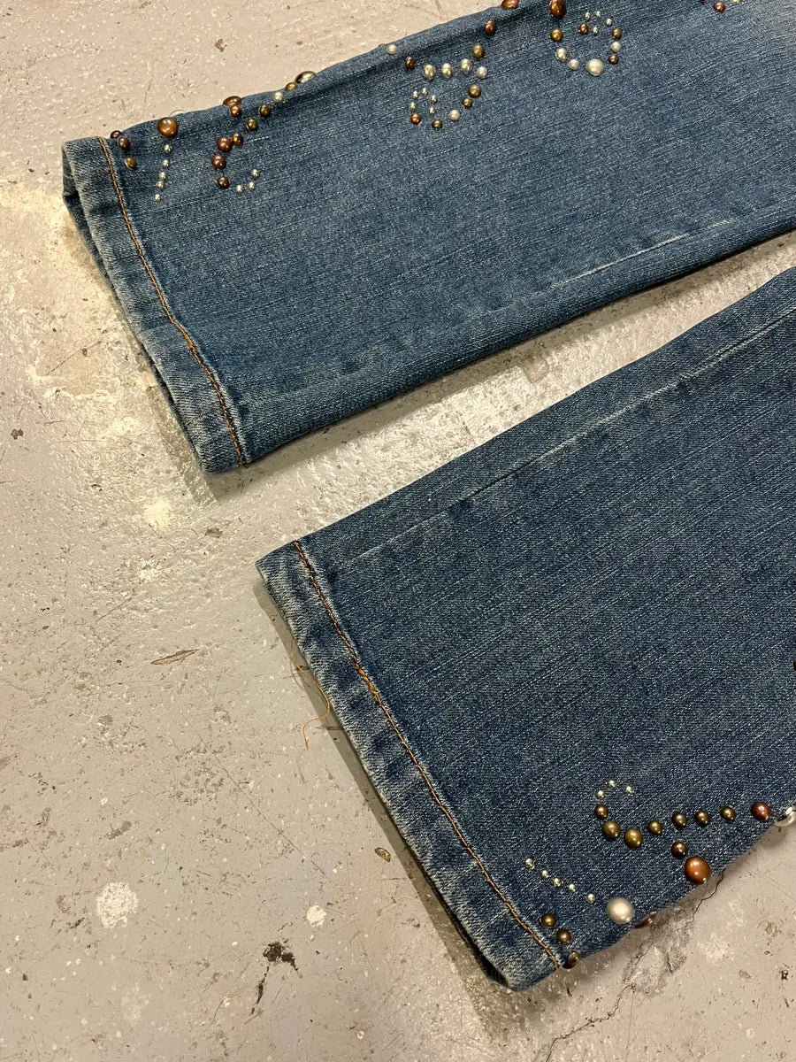 SS2006 Dolce & Gabbana Studded Ornaments Denim Jeans BQOfXpr 5