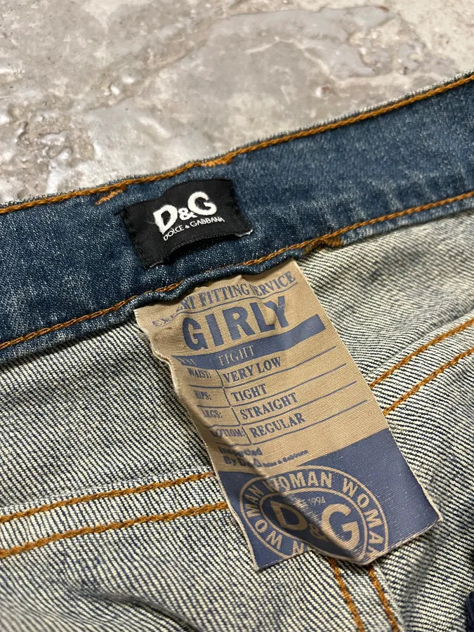 SS2006 Dolce & Gabbana Studded Ornaments Denim Jeans BQOfXpr 7