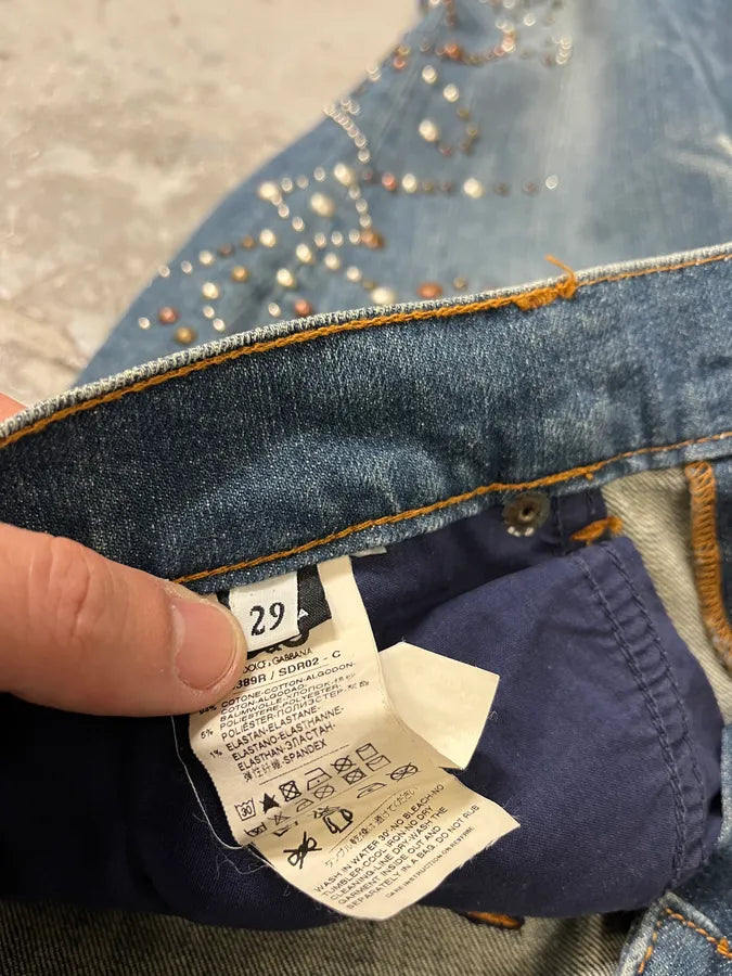 SS2006 Dolce & Gabbana Studded Ornaments Denim Jeans BQOfXpr 8